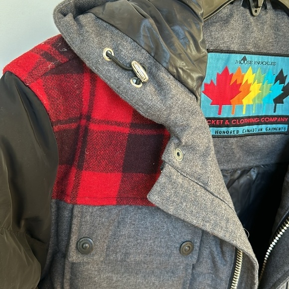 Mens Moose Knuckles Taylor Quilted Down Buffalo Plaid Coat Hoodie Small Like New - Picture 11 of 15